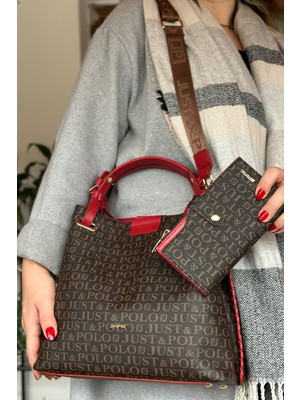 Just Polo Büyük Boy Örgü Işlemeli El Yapımı Salaş Kadın Omuz Çantası 2180 Kırmızı Kombin