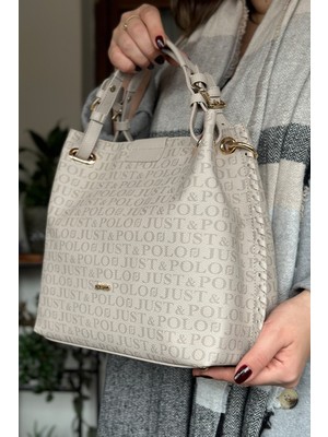 Just Polo Büyük Boy Örgü Işlemeli El Yapımı Salaş Kadın Omuz Çantası 2180 Taş