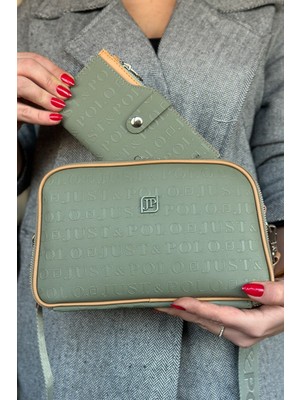 Just Polo Kadın 5 Bölmeli Ayarlanabilir Uzun Askılı Omuz Çantası  6 Bölmeli 28 X18 cm 4023-JP Yeşil Kombin