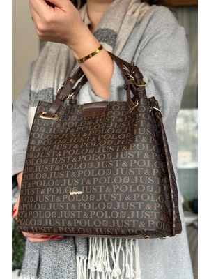 Just Polo Büyük Boy Örgü Işlemeli El Yapımı Salaş Kadın Omuz Çantası 2180 Kahverengi