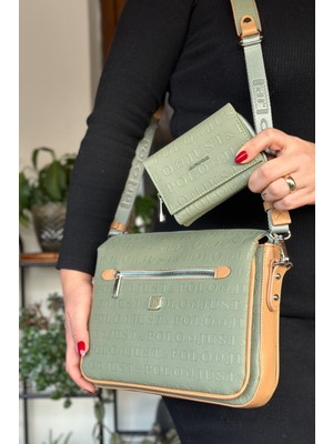 Just Polo Kadın 3 Bölmeli Ayarlanabilir Uzun Askılı Postacı Çantası ve Omuz Çantası Yeşil Kombin Renk 4013