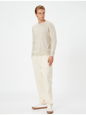 Koton Triko Kazak Bisiklet Yaka Dokulu Slim Fit Uzun Kollu