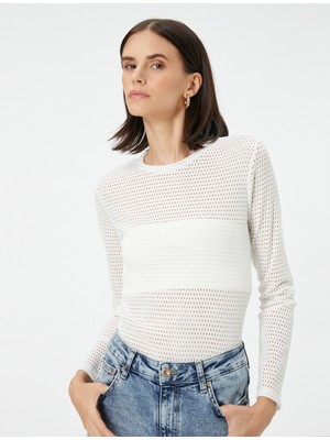 Koton Uzun Kollu Tişört Bisiklet Yaka File Astarlı