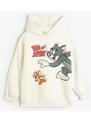 Koton Tom ve Jerry Kapşonlu Sweatshirt Baskılı Lisanslı Şardonlu