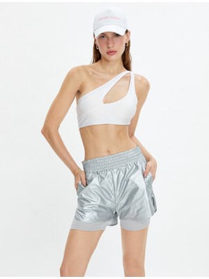 Koton Taytlı Şort Parlak Spor Kısa Cepli Su Itici