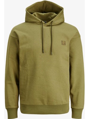 Jack & Jones Jcounseen Backprınt Sweat Hood Erkek Haki Sweatshirt 12242247-OLIVE