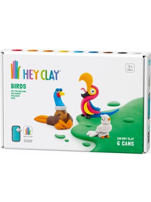 HEY CLAY Hava ile Kuruyan Kil (6'lı Kutu) - Kuşlar (Sülün, Papağan, Güvercin)