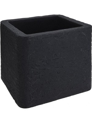 Via Gardenia Namook Plastik Taş Tasarım Saksı Siyah G 39CM D 39CM Y 33CM
