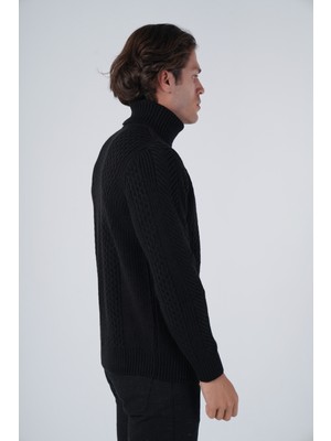 Trist Star Erkek Yürütme Saç Örgülü Balıkçı Yaka Triko Yün Kazak TRIST-5313