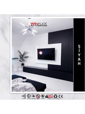 Winflex Winpanel Dekoratif Ahşap Duvar Paneli – Siyah Renk ( 60X240CM).