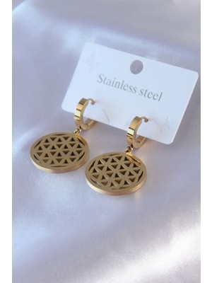 Clariss 316L Çelik Gold Renk Lotus Model Kadın Küpe