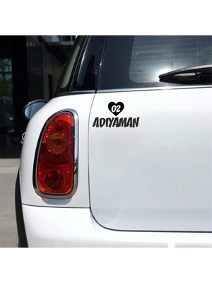 Reysa Tasarım Kalpli 02 Adıyaman Araba Sticker Siyah 20X15 cm