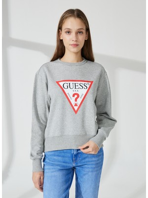 Guess Bisiklet Yaka Gri Kadın Sweatshırt W2YQ16KBA10LMGY