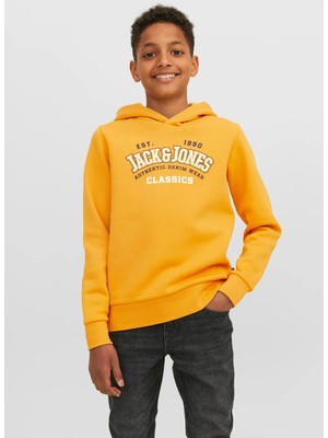 Jack & Jones Baskılı Erkek Çocuk Sarı Sweatshırt Jjelogo Sweat Hood 2 Col 22/23 Noos