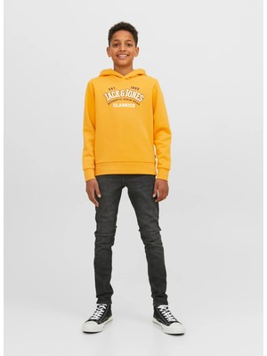 Jack & Jones Baskılı Erkek Çocuk Sarı Sweatshırt Jjelogo Sweat Hood 2 Col 22/23 Noos