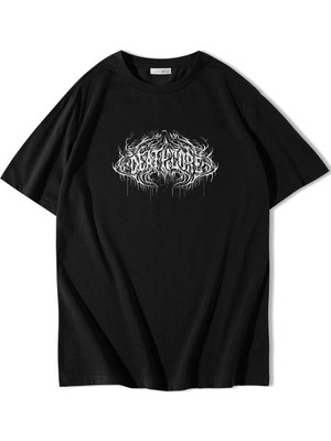 BRZ Collection Unisex Oversize Deathcore Lettering T-Shirt