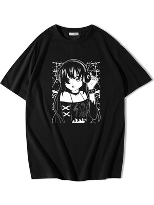 BRZ Collection Unisex Oversize Anime Dark Girl T-Shirt