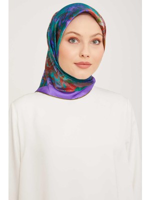 Armine Mor Vintage Desenli Tivil İpek Eşarp 9041 - 13