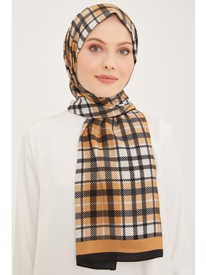 Armine Trend Siyah - Camel Ekose Desen Modal Şal 4713 - 15