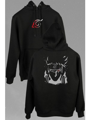 Kendim Seçtim Naruto Kakashi Anime Dizi Ön ve Arka Baskılı Sweatshirt Kapüşonlu Hoodie