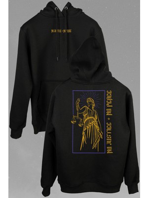 Kendim Seçtim No Justice No Peace Adalet Barış Culture Wear Ön ve Arka Baskılı Sweatshirt Kapüşonlu Hoodie