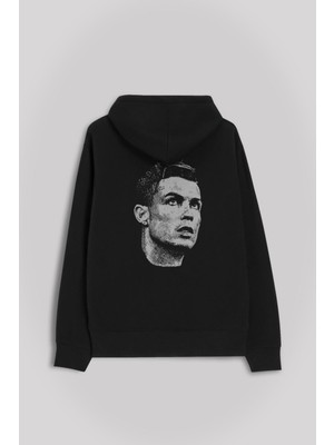 Kendim Seçtim Cristiano Ronaldo Air Cr7 Typography Silüet Ön ve Arka Baskılı Sweatshirt Kapüşonlu Hoodie