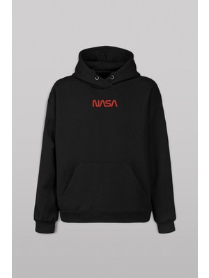 Kendim Seçtim Nasa Uzay Ajansı Cosmos Logolu Ön ve Arka Baskılı Sweatshirt Kapüşonlu Hoodie