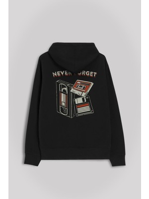 Kendim Seçtim Never Forget Kaset Vhs 90S 80S Doksanlar Ön ve Arka Baskılı Sweatshirt Kapüşonlu Hoodie
