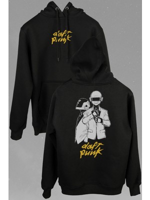 Kendim Seçtim Daft Punk Müzik Get Lucky Music Ön ve Arka Baskılı Sweatshirt Kapüşonlu Hoodie