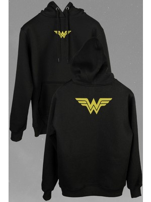Kendim Seçtim Wonder Woman Ww Dc Comics Logolu Ön ve Arka Baskılı Sweatshirt Kapüşonlu Hoodie