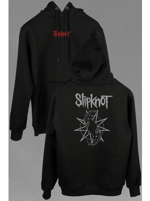 Kendim Seçtim Slipknot Slip Knot Ravado Goat Star Logo Ön ve Arka Baskılı Sweatshirt Kapüşonlu Hoodie