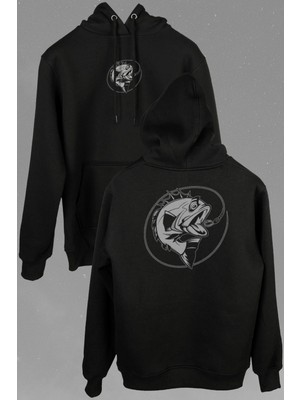 Kendim Seçtim Balik Avı Olta Balıkçı Fish Yelken Ön ve Arka Baskılı Sweatshirt Kapüşonlu Hoodie