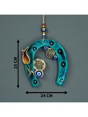 Camekan El Yapımı At Nalı Nazar Boncuklu Seramik Duvar Süsü Dekoratif Duvar Süsü Duvar Süsü Kapı Süsü Nazar Boncuğu Hediyelik Salon Aksesuar