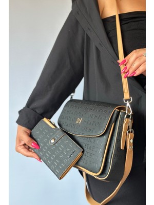 Just Polo 2 Askılı 5 Bölmeli Özel Seri Kadın Çapraz Omuz Çantası 4063 Siyah Taba Kombin