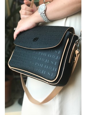 Just Polo 2 Askılı 5 Bölmeli Özel Seri Kadın Çapraz Omuz Çantası 4063 Siyah Taba