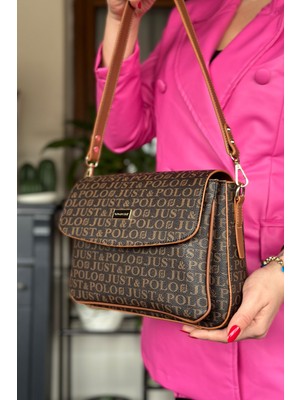Just Polo 2 Askılı 5 Bölmeli Özel Seri Kadın Çapraz Omuz Çantası 2184 Kahve Taba