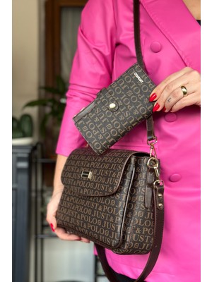 Just Polo 2 Askılı 5 Bölmeli Özel Seri Kadın Çapraz Omuz Çantası 2184 Kahve Kombin