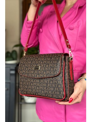 Just Polo 2 Askılı 5 Bölmeli Özel Seri Kadın Çapraz Omuz Çantası 2184 Kahve Kırmızı