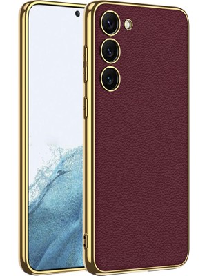 Heptek İletişim Samsung Galaxy S23 Plus Kılıf Deri Görünümlü Kenarları Elektroplating Kaplamalı Kapak (Fizyon)