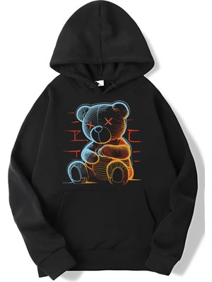 BRZ Collection Oversize Neon Teddy Bear Hoodie