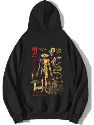 BRZ Collection Oversize Yugen Hoodie Erkek Siyah Grafik Desenli Ek Özellikler ile