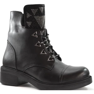 Yk-12 Siyah & Haki Hakiki Yağlı Deri Fermuarlı Kadın Postal Bot