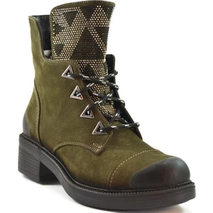 Yk-12 Siyah & Haki Hakiki Yağlı Deri Fermuarlı Kadın Postal Bot