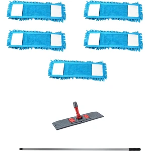 Makarna Şönil Kuru Nemli Palet Tablet Mop Yedek Seti Takımı - 5 Ad 80 Cm. Mop + Mop Tutucu + Sap