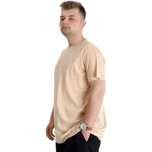 Mode Xl Büyük Beden Erkek Tshirt Bisiklet Yaka Basic 20031 Bej