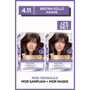 L'Oréal Paris 2'li Excellence Cool Creme Saç Boyası – 4.11 Ekstra Küllü Kahve Seti
