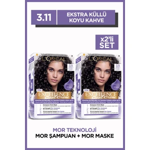 L'Oréal Paris 2'li Excellence Cool Creme Saç Boyası – 3.11 Ekstra Küllü Koyu Kahve Seti
