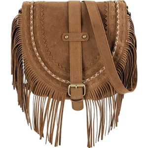 El Yapımı Süet Bayan Omuz Çantası Püskül Eyer Çantası Satchel Moda Çanta BROWN01 (Yurt Dışından)