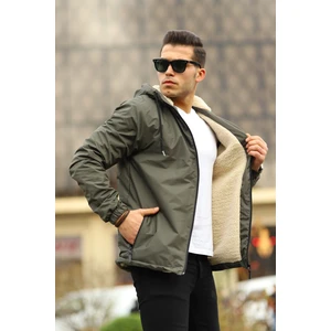 Erkek Içi Kürklü Suya Dayanıklı Kapüşonlu Cepli Yağmurluk