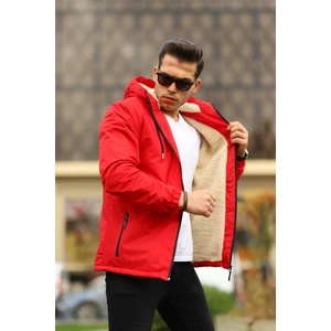 Erkek Içi Kürklü Suya Dayanıklı Kapüşonlu Cepli Yağmurluk